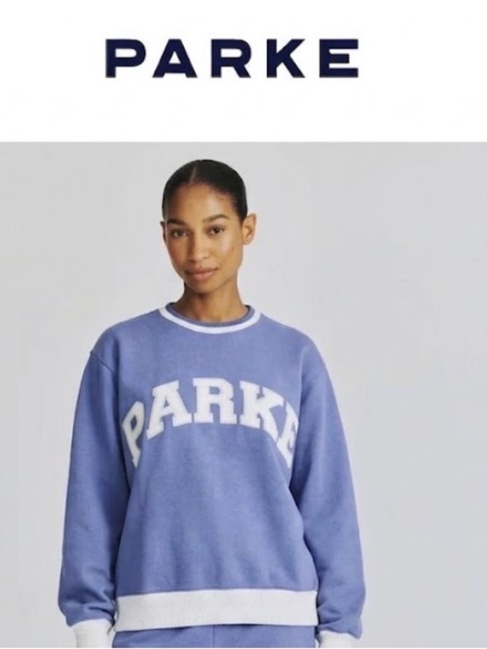 Parke Lavender Blue Crew Sweatshirt with White Logo